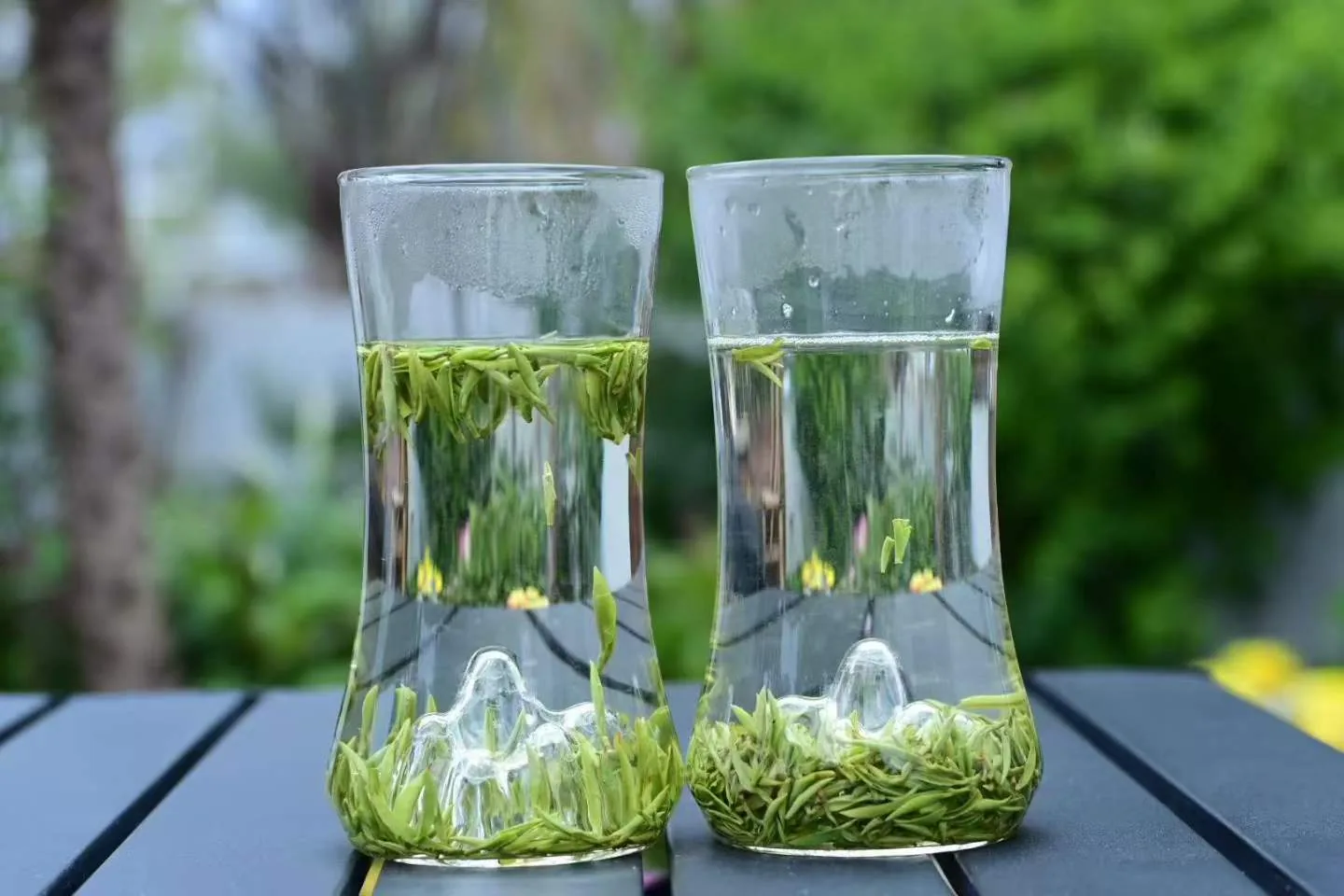 高山云雾绿茶与清透茶汤
